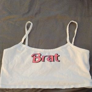 White "Brat" Cropped Shirt